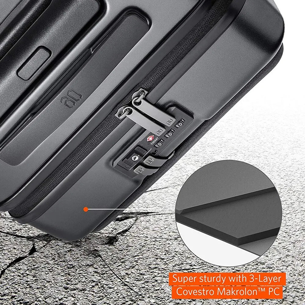Xiaomi Youpin Latest 90 NINETYGO Bussiness Suitcase 20 Inch Boarding Case With Front Cover Spinner Wheels Hardshell TSA Luggage Lock – Grey Color