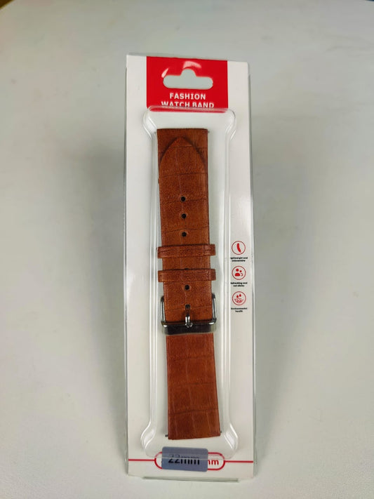 22mm Leather Strap For Smartwatch – Brown Color