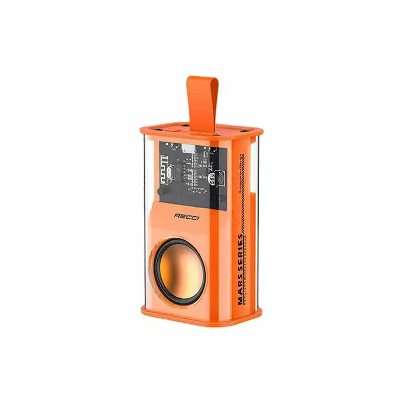 RECCI RSK-W30 Transparent Wireless Speaker With RGB Light- Orange Color