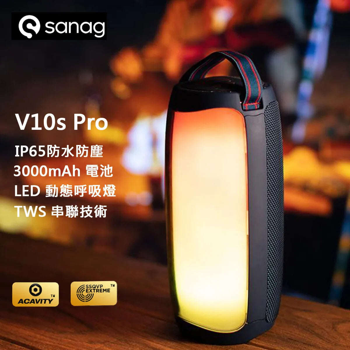 Sanag V10S Pro 10W RGB Bluetooth Speaker – Black Color