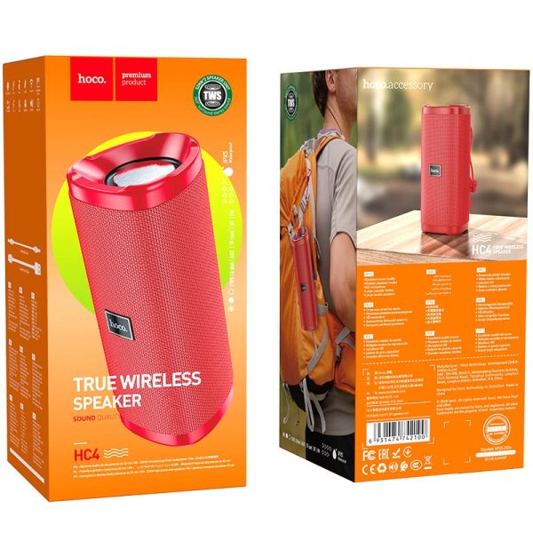 Hoco HC4 Bluetooth Speaker – Red Color