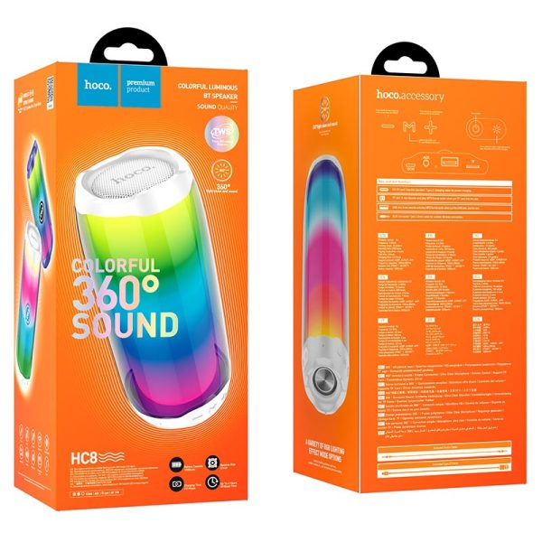 Hoco HC8 Pulsating Luminous Wireless Speaker – White Color